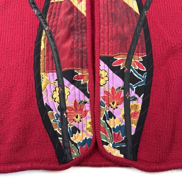 Duster Cardigan Sweater Wool Silk‎ Blend Open Size Large Koos Quilted Mandarin - Picture 6 of 9